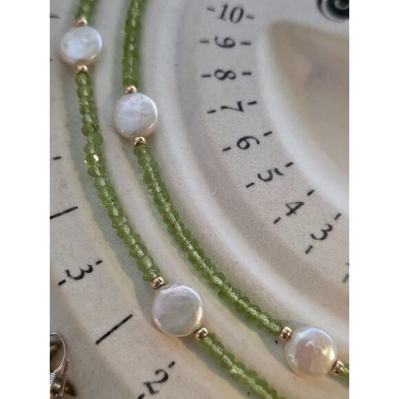 Zoe B. 14K Yellow Gold Coin Pearl & Green Tourmaline Necklace 36" - Picture 15 of 16